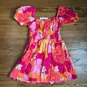 Sabo Skirt Floral mini Dress in Pink and Orange